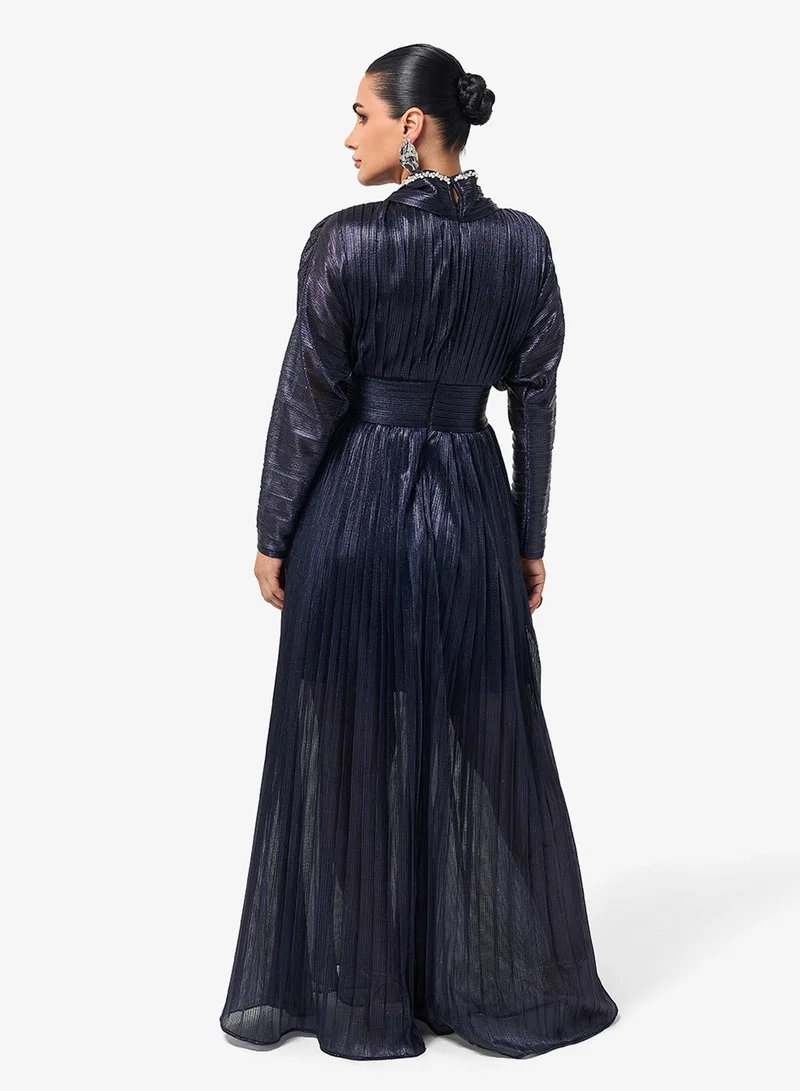 Threadz by Ajooni  Long Sleeve Side Slit Maxi Dress for Women | Best Price UAE
